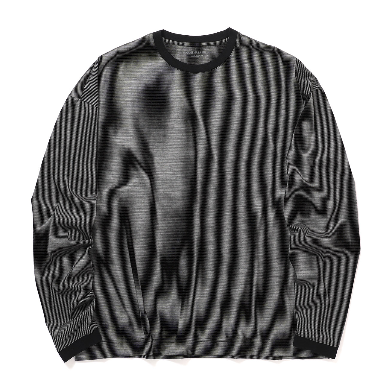KANEMASA PHIL. / カネマサフィル | 32G Wool Stripe LS Tee - Black