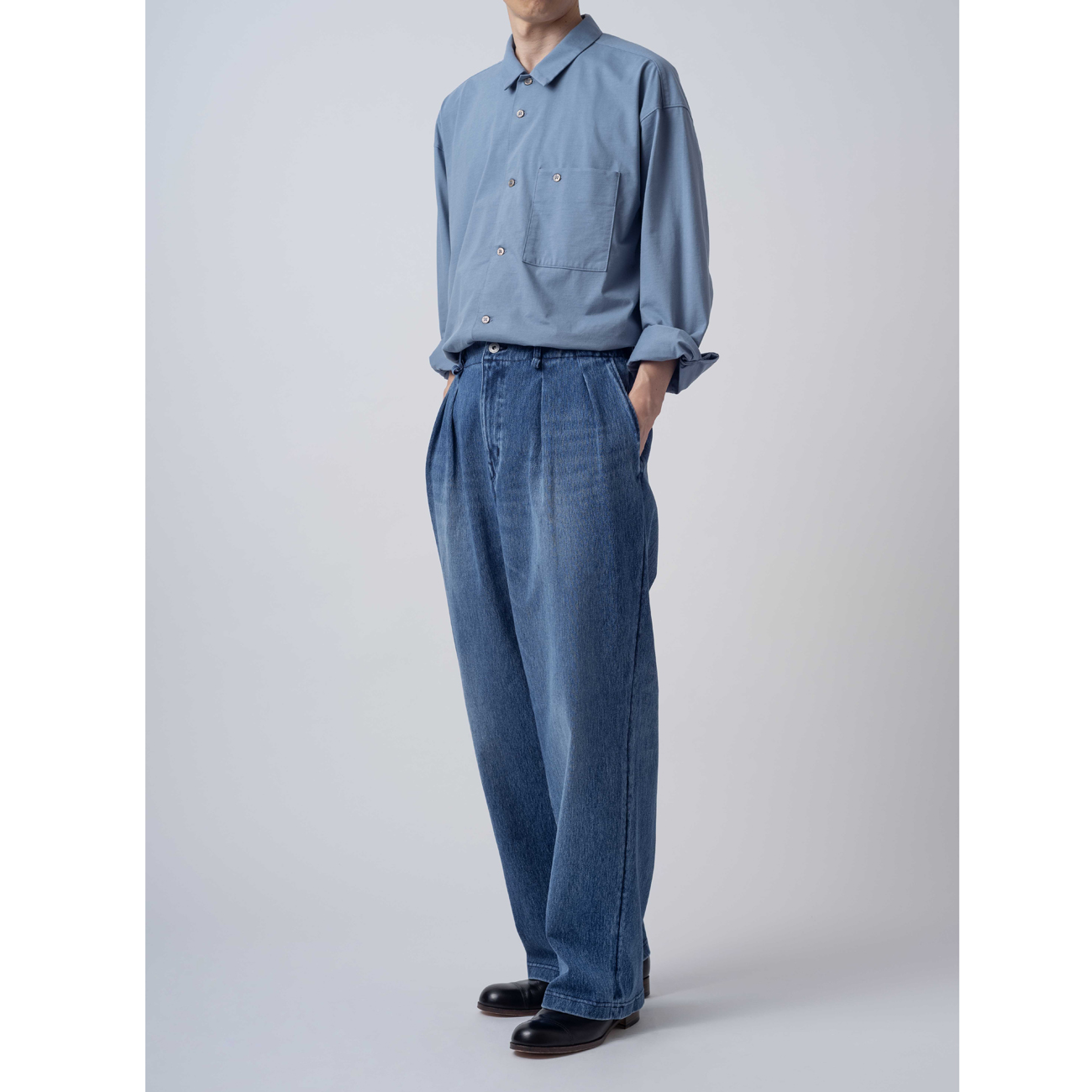 CURLY / カーリー | INDIGO 2TUCK WIDE EZ SLACKS - Washed Indigo