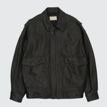 YOKE / ヨーク | Leather Flight Jacket - Black