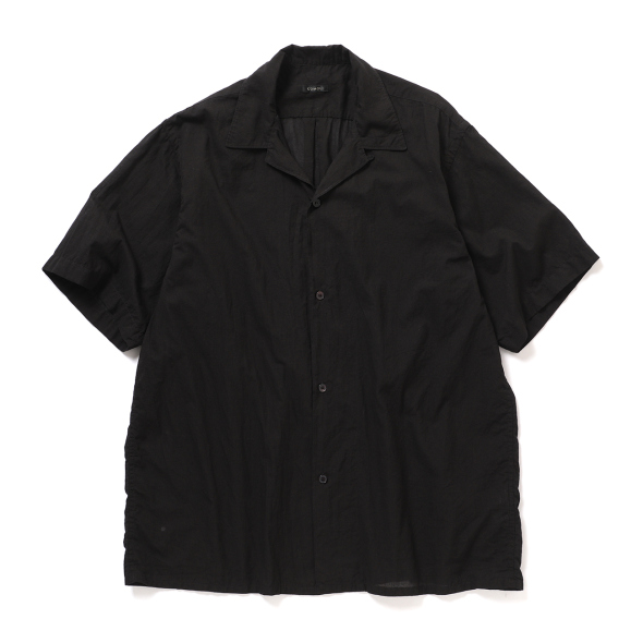 COMOLI / コモリ | KHADIコットン 半袖オープンカラーシャツ - Black