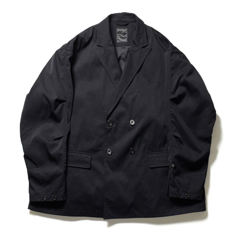 TECH DOUBLE-BREASTED JACKET TWILL - Black