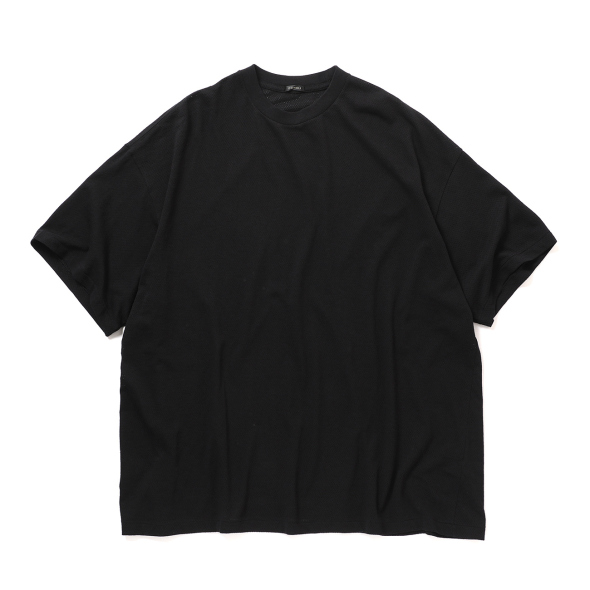 COMOLI / コモリ | コットンメッシュ 半袖Tシャツ - Black