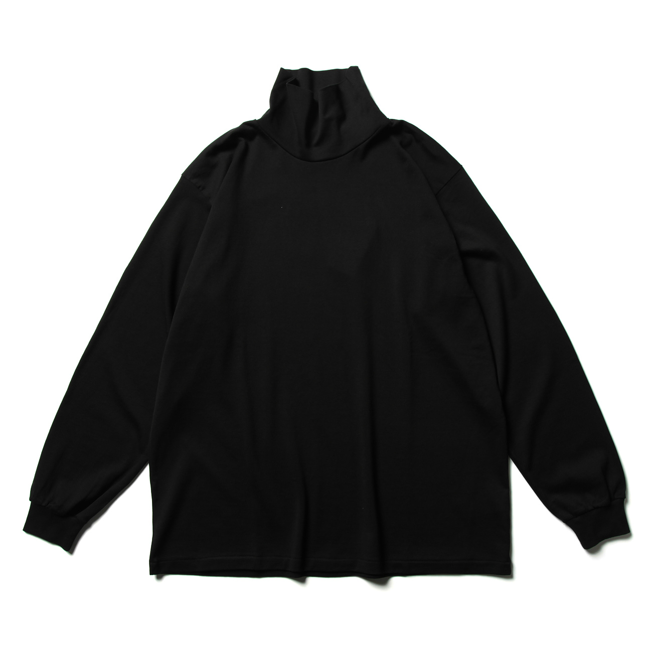 LUSTER PLAITING HI NECK L/S TEE (メンズ) - Black