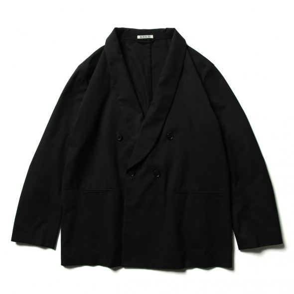 SUPER FINE WOOL COTTON TWILL SHAWL COLLAR JACKET (メンズ) - Black