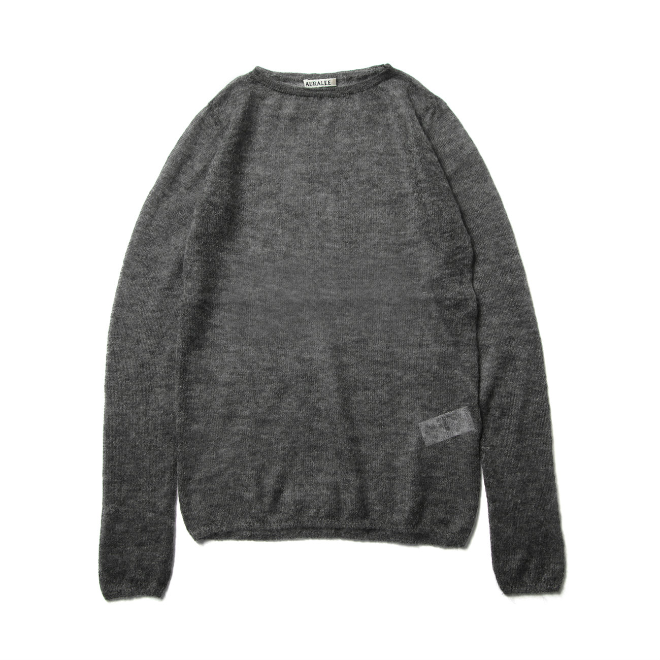 KID MOHAIR SHEER KNIT BOAT NECK P/O (レディース) - Top Charcoal
