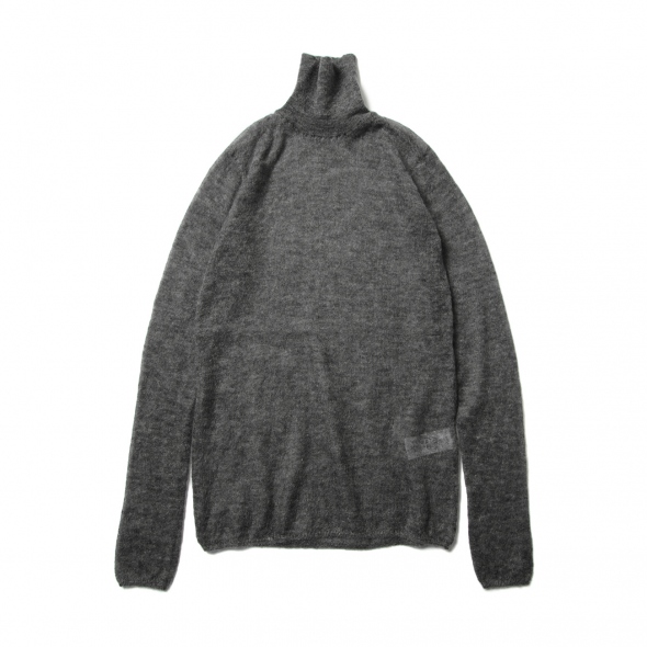 KID MOHAIR SHEER KNIT TURTLE (レディース) - Top Charcoal
