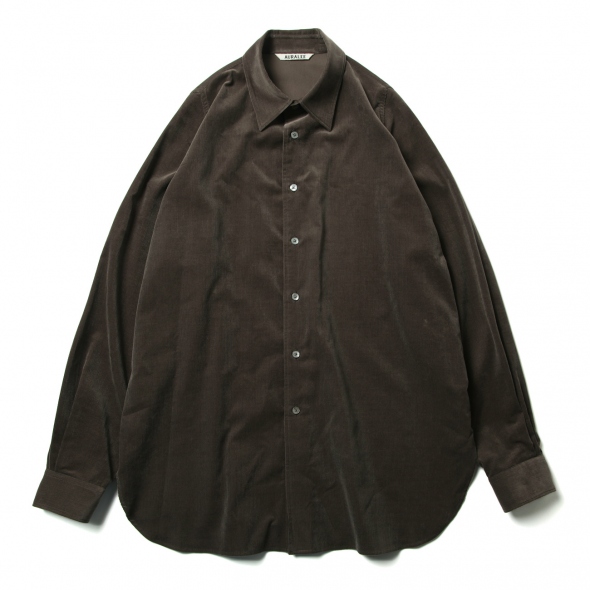 AURALEE / オーラリー | FINX LIGHT CORDUROY SHIRTS - Dark Brown