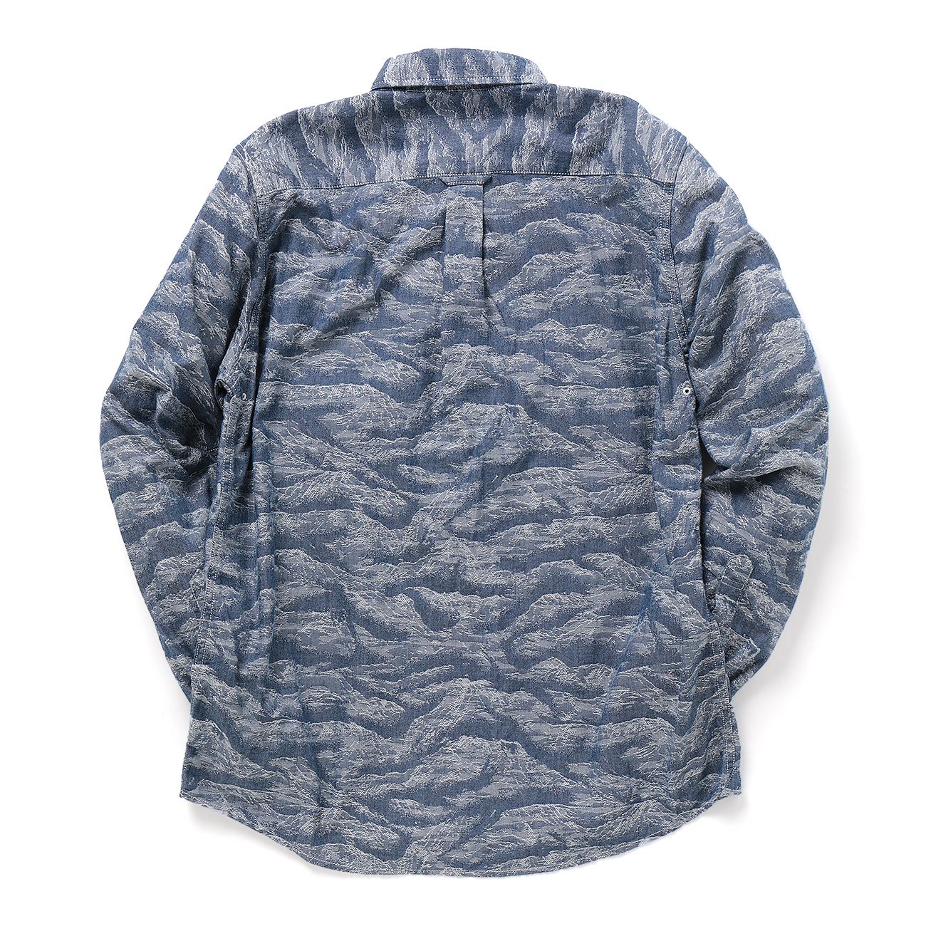 and wander◆mountain JQ dungaree shirt/長袖シャツ/3/コットン/BLU/総柄/アンドワンダー and wander ⁄ アンドワンダー | map JQ dungaree shirt (M) - Blue