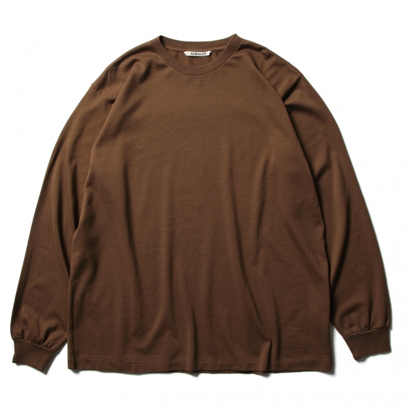 AURALEE LUSTER PLAITING L/S TEE Brown-