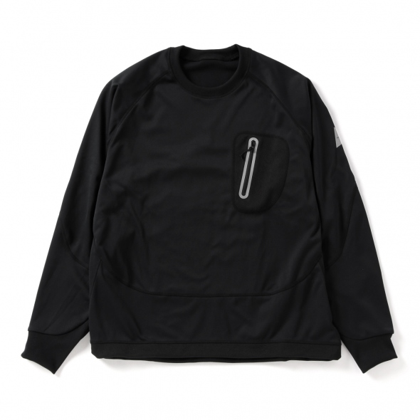 and wander / アンドワンダー | back nap raising pullover - Black