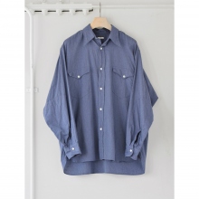COMOLI / コモリ | ヨリ杢 ワークシャツ - Blue