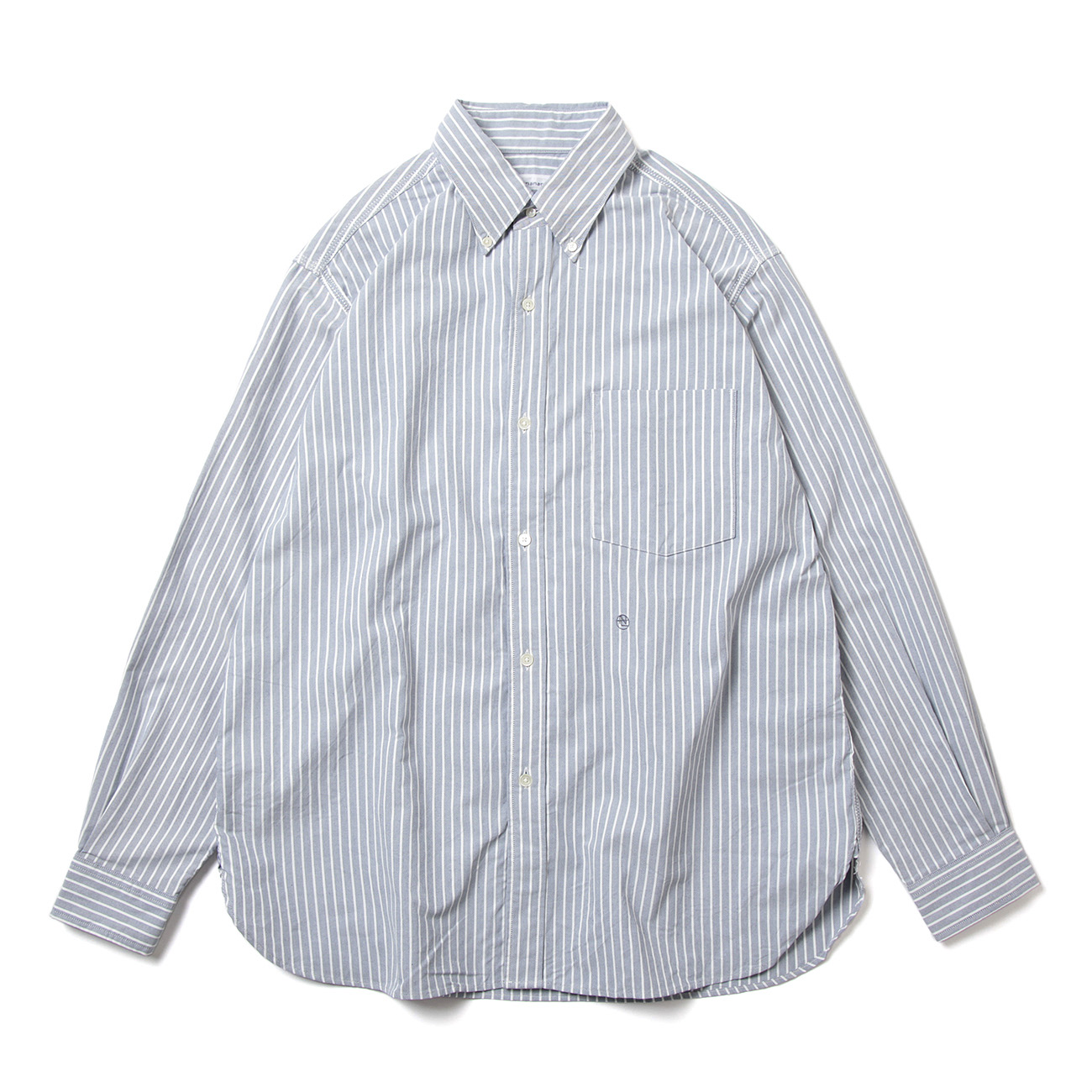 Button Down Stripe Wind Shirt - Navy