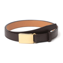 Scye / サイ | Shrink Leather Box Buckle Belt - 049/ダークブラウン