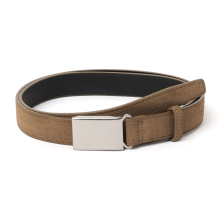 Scye / サイ | Suede Touch Leather Box Buckle Belt - 250/タバコ