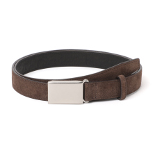 Scye / サイ | Suede Touch Leather Box Buckle Belt - 021/チョコレート