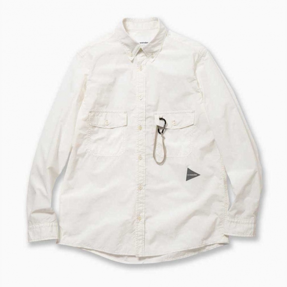 and wander 白シャツ CORDURA typewriter shirt and wander (アンドワンダー) CORDURA typewriter shirt