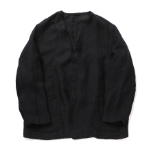 COMOLI / コモリ | リネンサテン ノーカラージャケット - Black