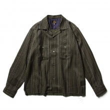 Needles / ニードルズ | C.O.B. Classic Shirt - W/Ac/Pe/R Ikat Stripe Mall Jq. - Olive