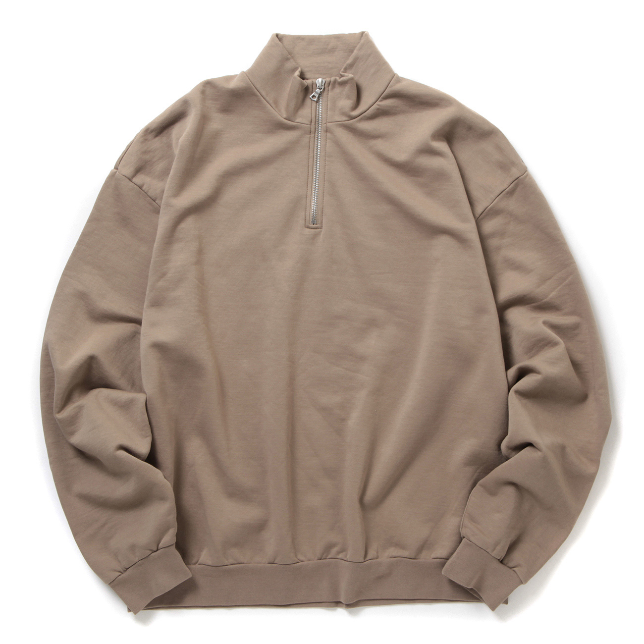 ELASTIC HIGH GAUGE SWEAT HALF ZIP P/O (メンズ) - Gray Beige