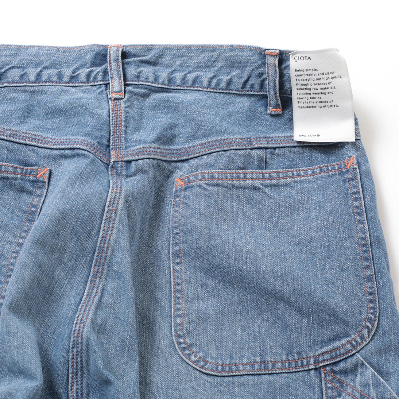 CIOTA / シオタ | Denim Painter Pants - Medium Dark Blue Damage