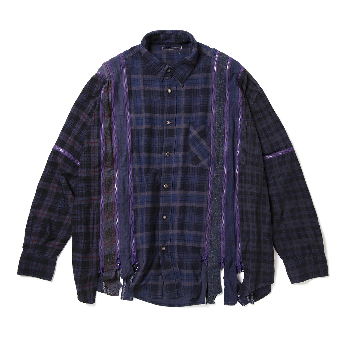 Rebuild by Needles | Flannel Shirt ->7 Cuts Zipped Shirt / Wide ...