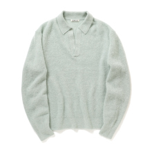 BABY SURI ALPACA SHEER KNIT SKIPPER POLO (メンズ) - Dusty Mint