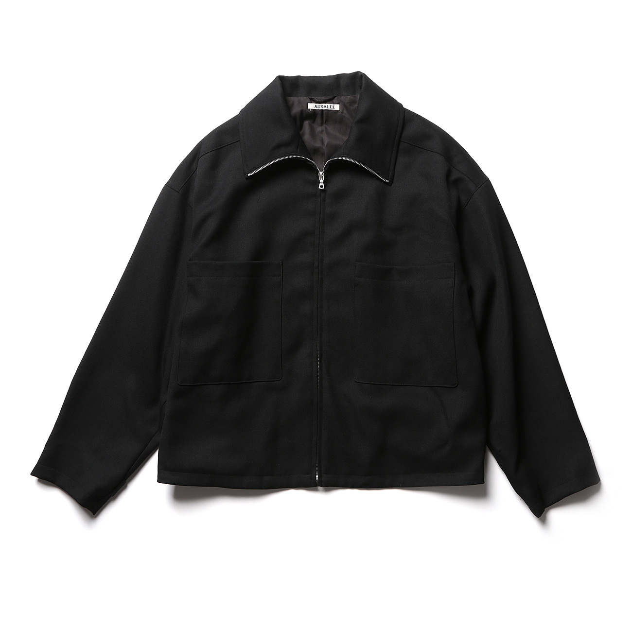 AURALEE / オーラリー | WOOL SERGE ZIP-UP BLOUSON (メンズ) - Black