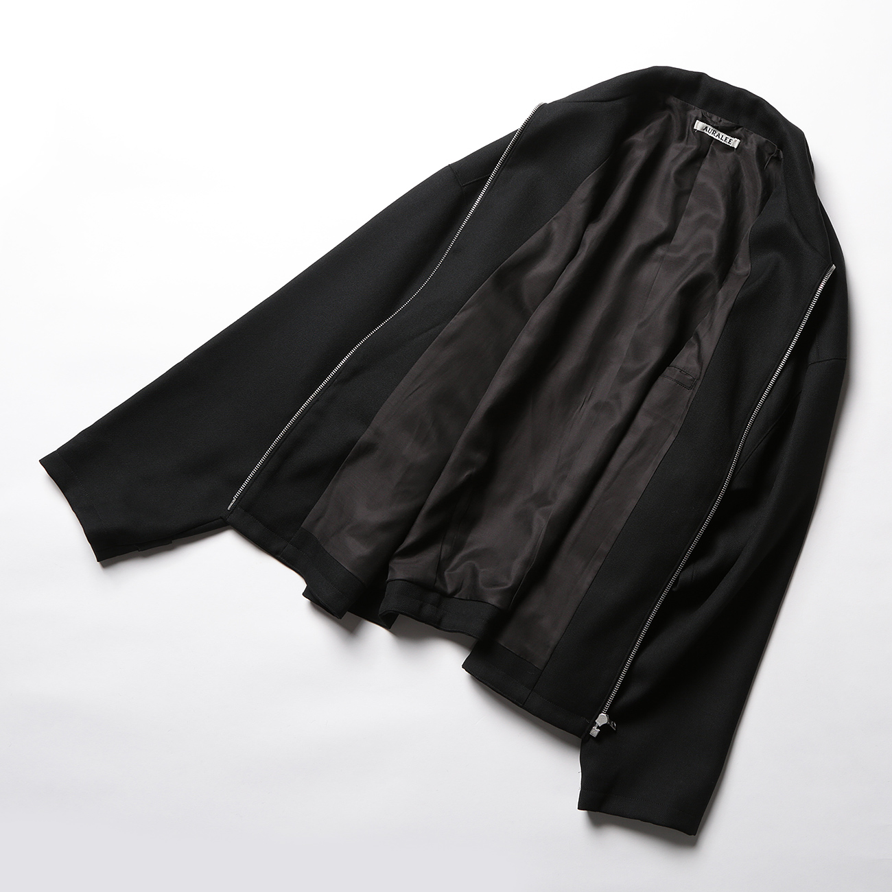 AURALEE / オーラリー | WOOL SERGE ZIP-UP BLOUSON (メンズ) - Black