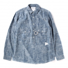 and wander◆mountain JQ dungaree shirt/長袖シャツ/3/コットン/BLU/総柄/アンドワンダー and wander ⁄ アンドワンダー | map JQ dungaree shirt (M) - Blue