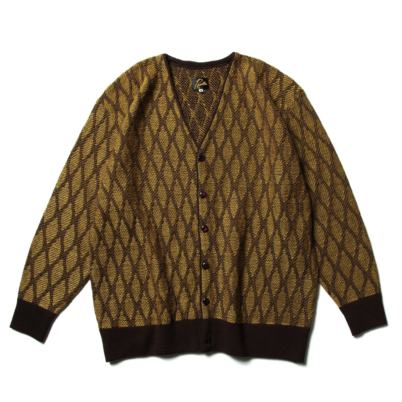 Needles / ニードルズ | V Neck Cardigan - Wave Stripe - Yellow