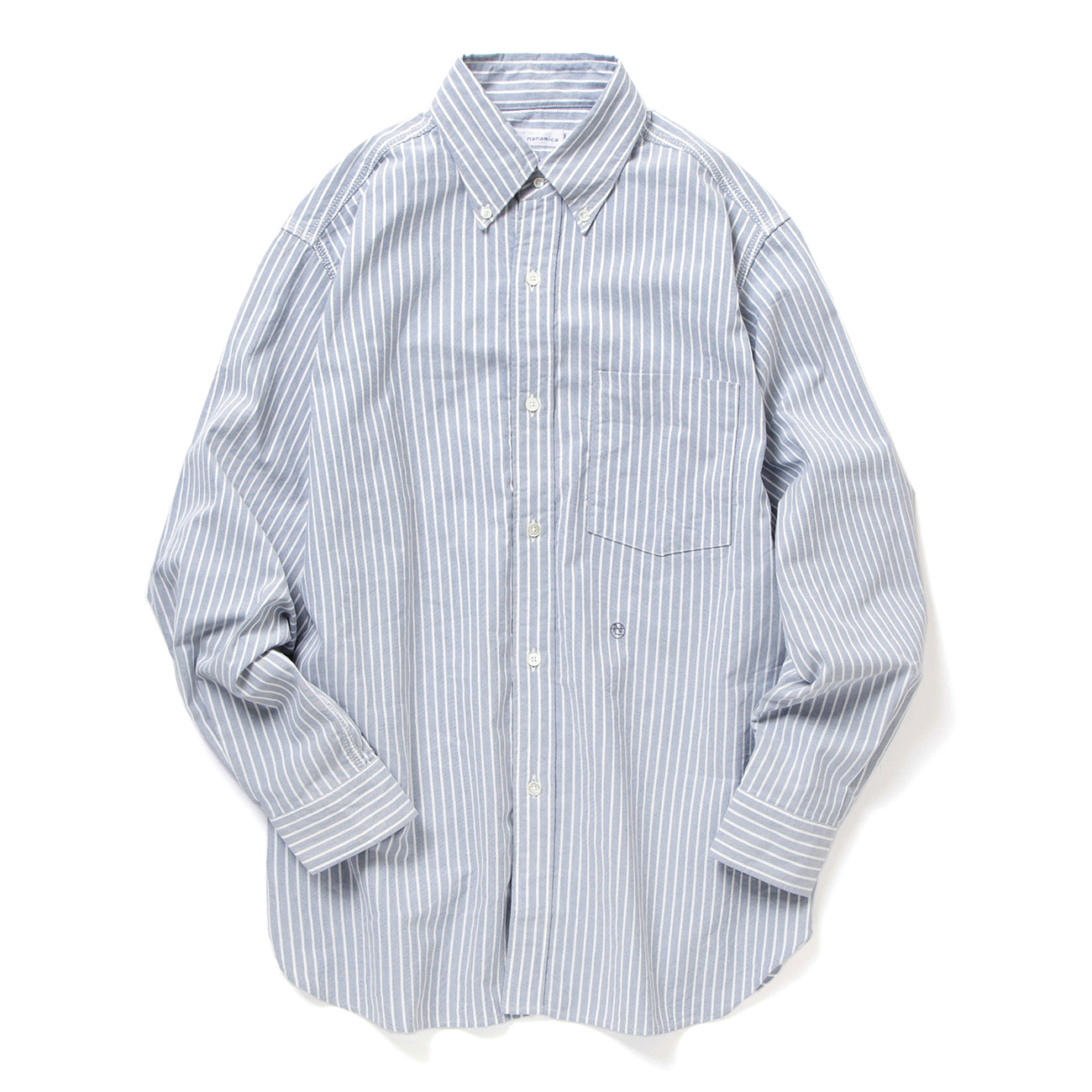 Button Down Stripe Wind Shirt - Navy