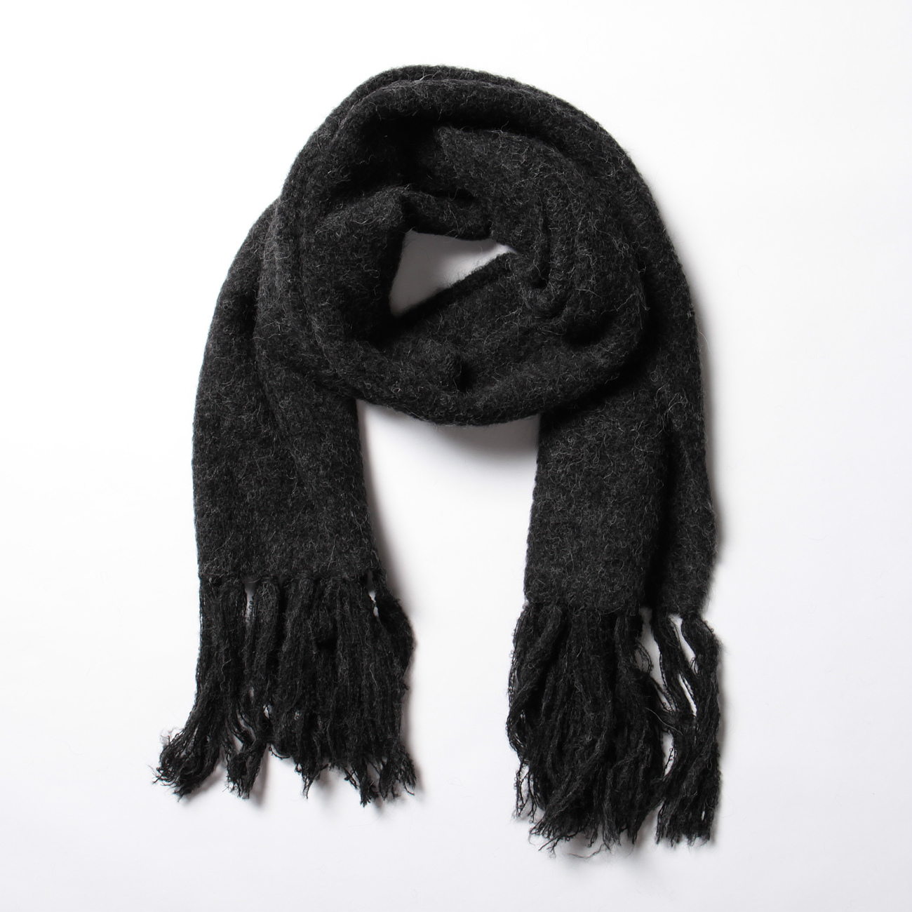 ALPACA WOOL SUPER LIGHT KNIT STOLE (メンズ) - Top Charcoal