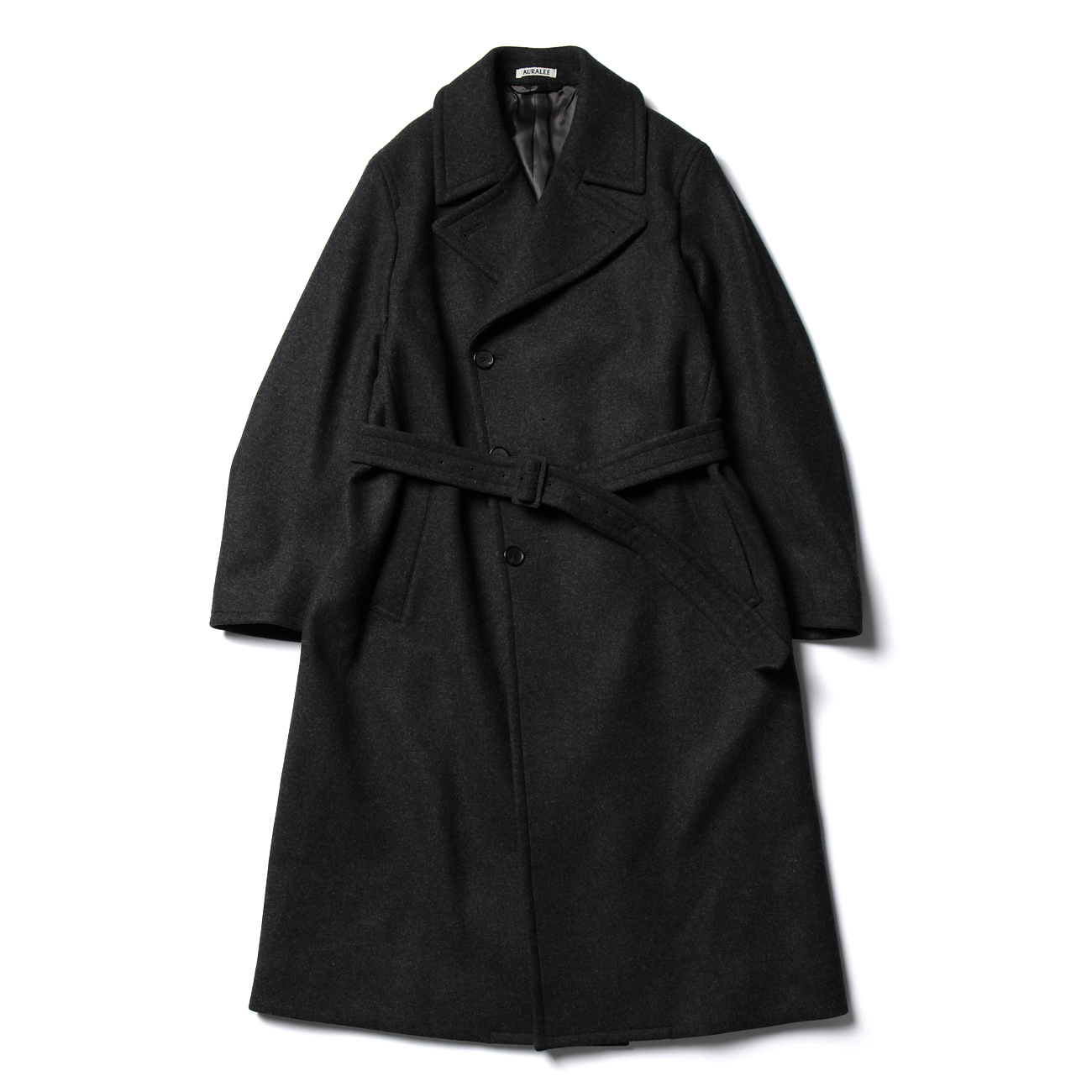 LIGHT MELTON DOUBLE-BREASTED COAT - Top Charcoal