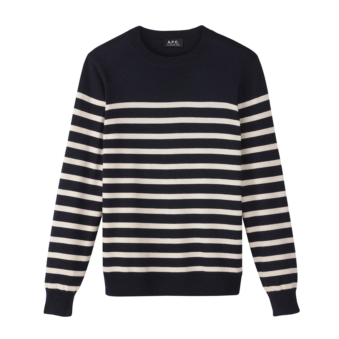 A.P.C. / アーペーセー|薄手ボーダーメリノウールスタンドカラー 