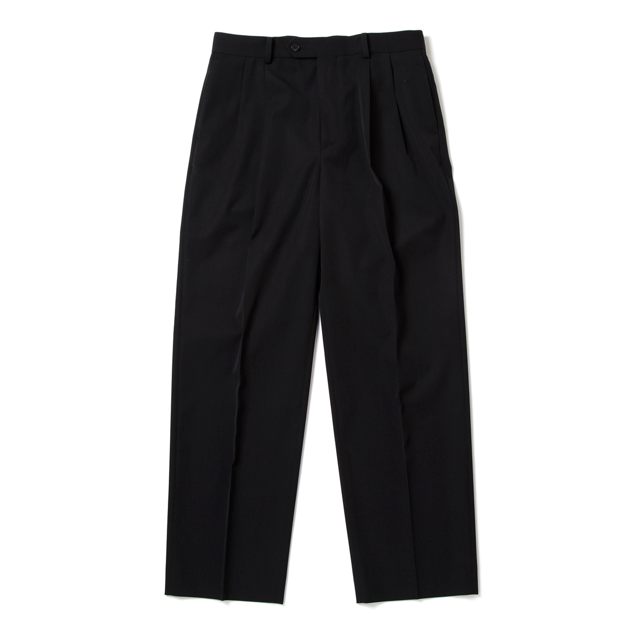 LIGHT WOOL MAX GABARDINE TWO-TUCK SLACKS - Top Black