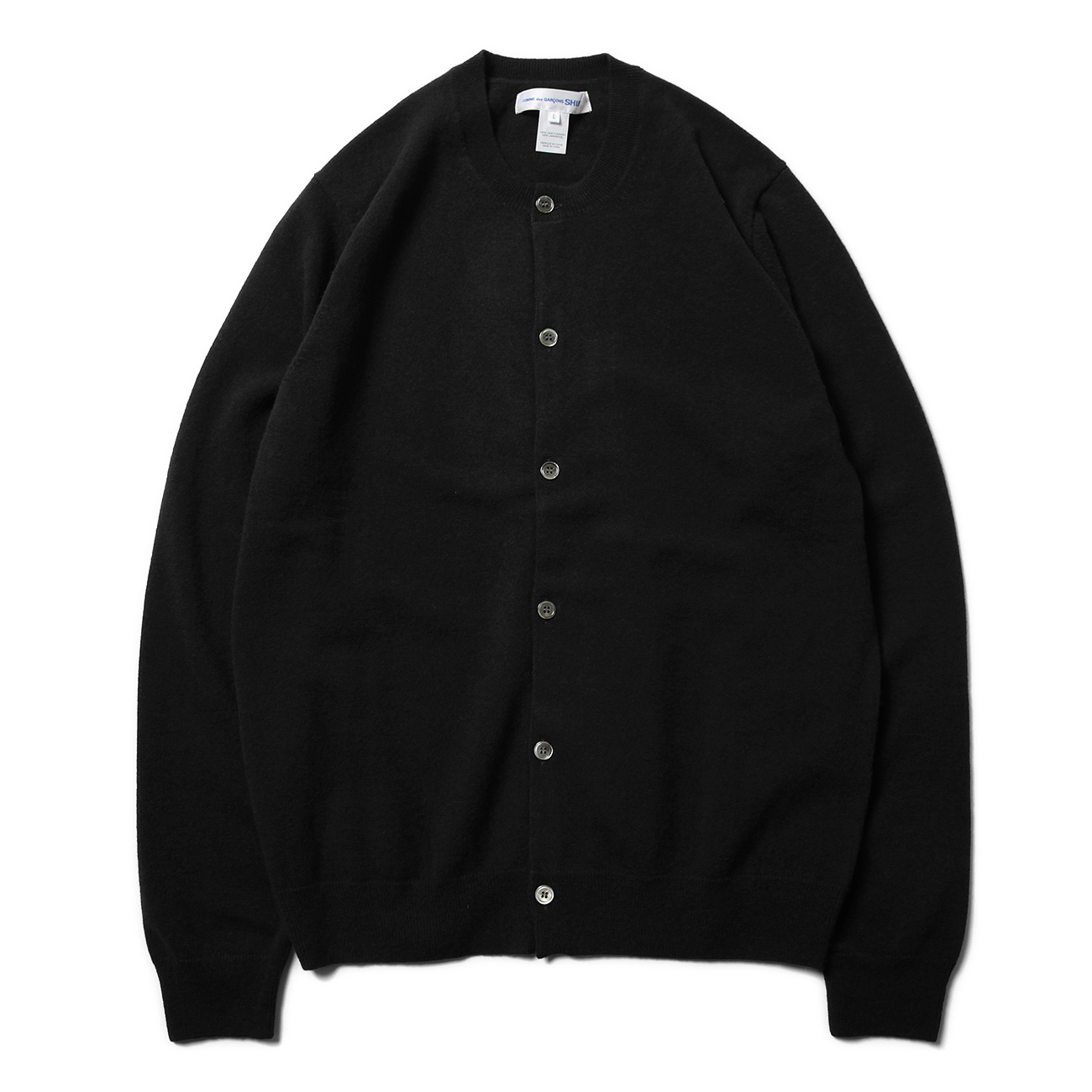 fully fashioned knit cardigan round-neck - Black