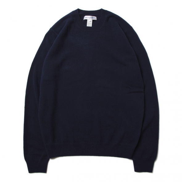 fully fashioned knit round-neck pullover - Navy