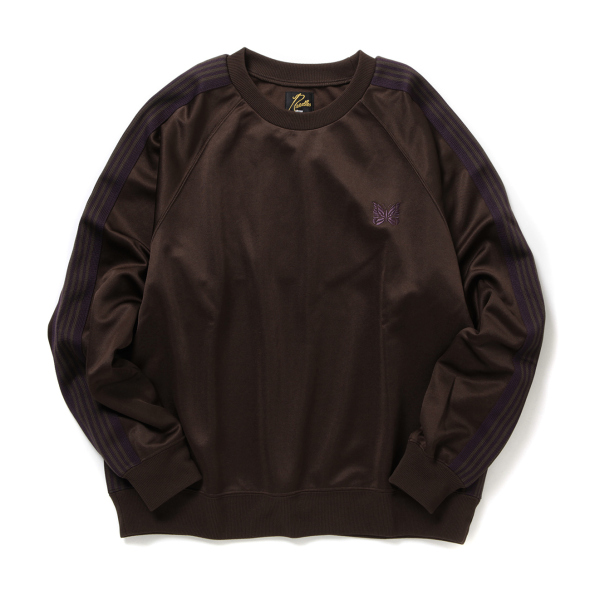 【Needles】 Track Crew Neck Shirt Poly Smooth Dark Brown Needles / ニードルズ | Track Crew Neck Shirt - Poly Smooth