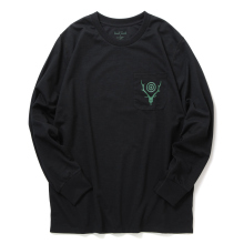 South2 West8 / サウスツーウエストエイト | L/S Round Pocket Tee - Circle Horn - Black