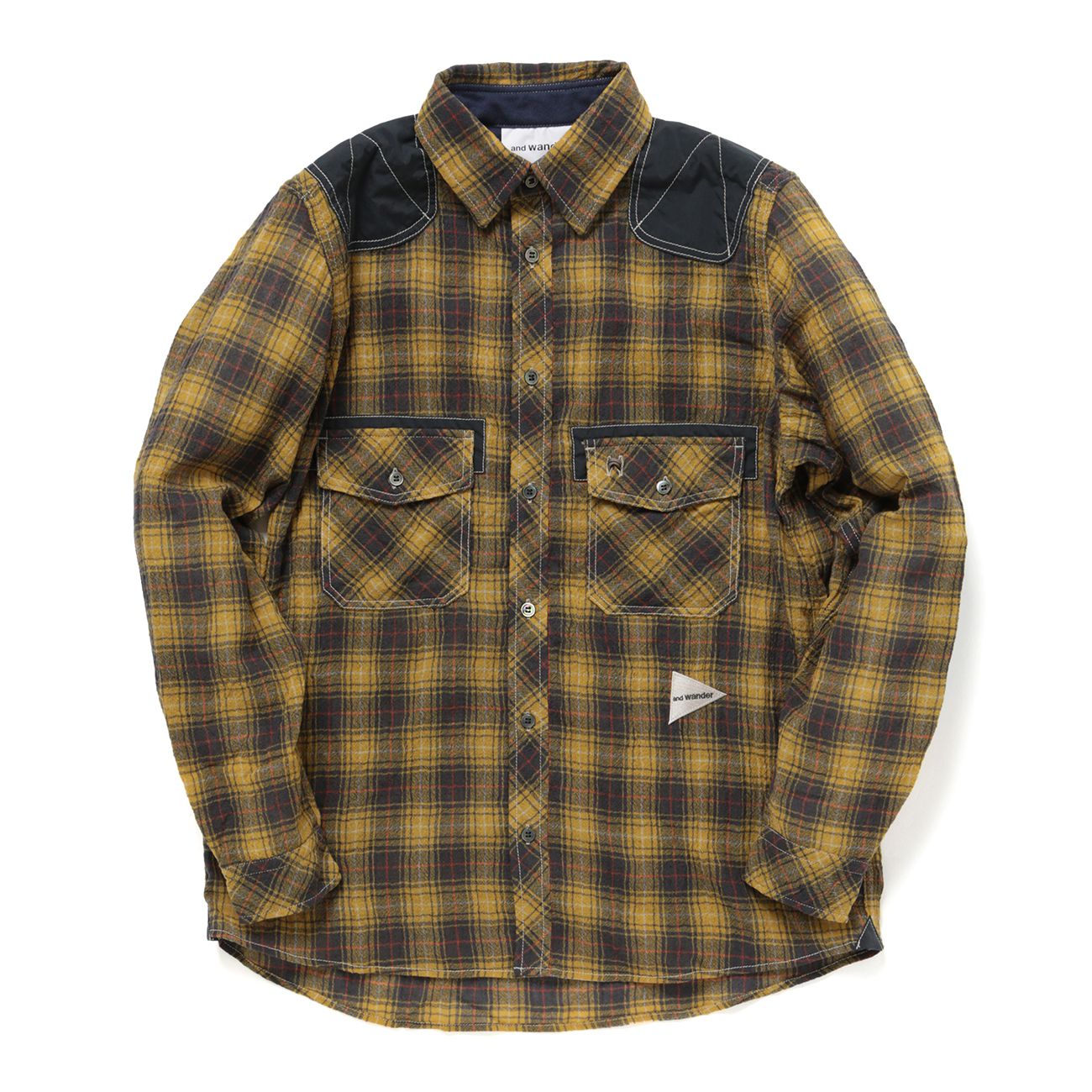 and wander(アンドワンダー) wool check shirt and wander / アンドワンダー | wool check shirt for MEN - yellow