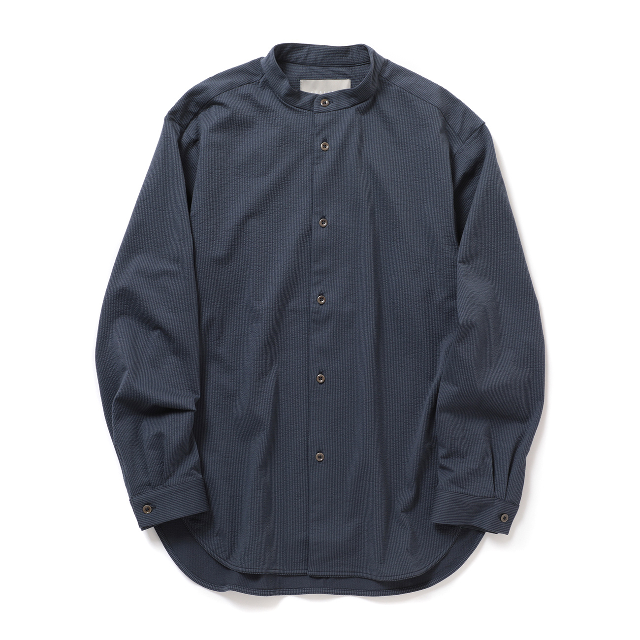 CURLY / カーリー | SHADOW STRIPE BAND COLLAR SHIRT - Navy Black