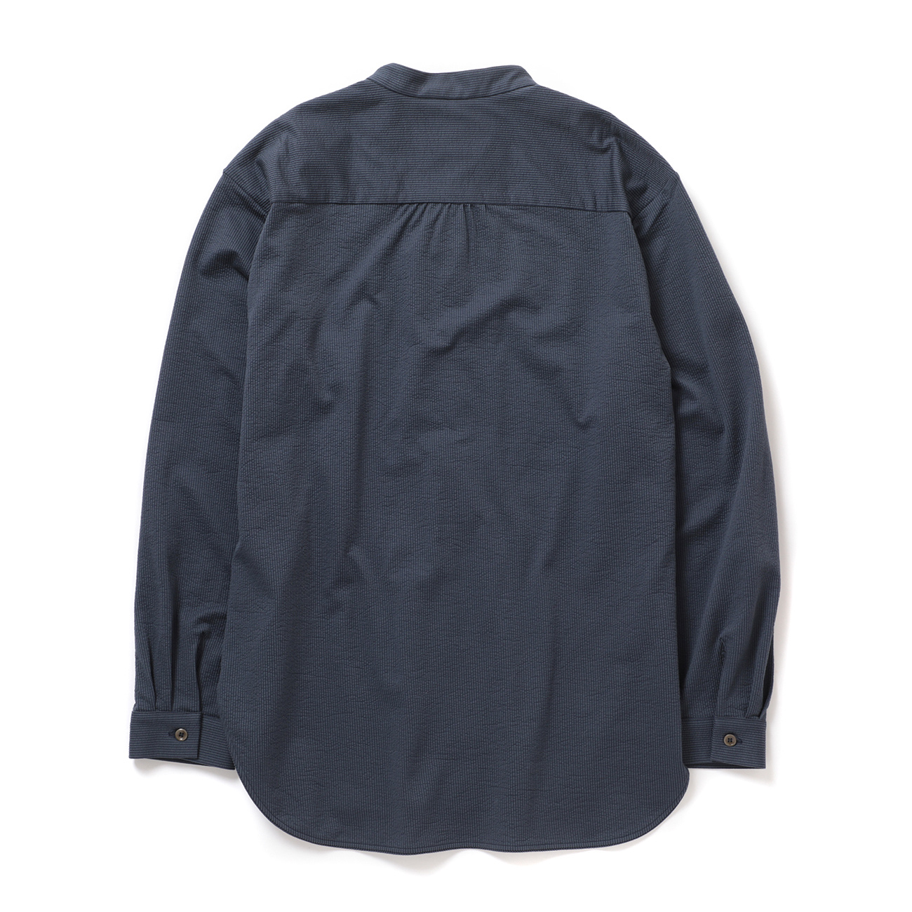 curly crown collective 非売品 いかりや長介（ベース） CURLY / カーリー | SHADOW STRIPE BAND COLLAR SHIRT - Navy