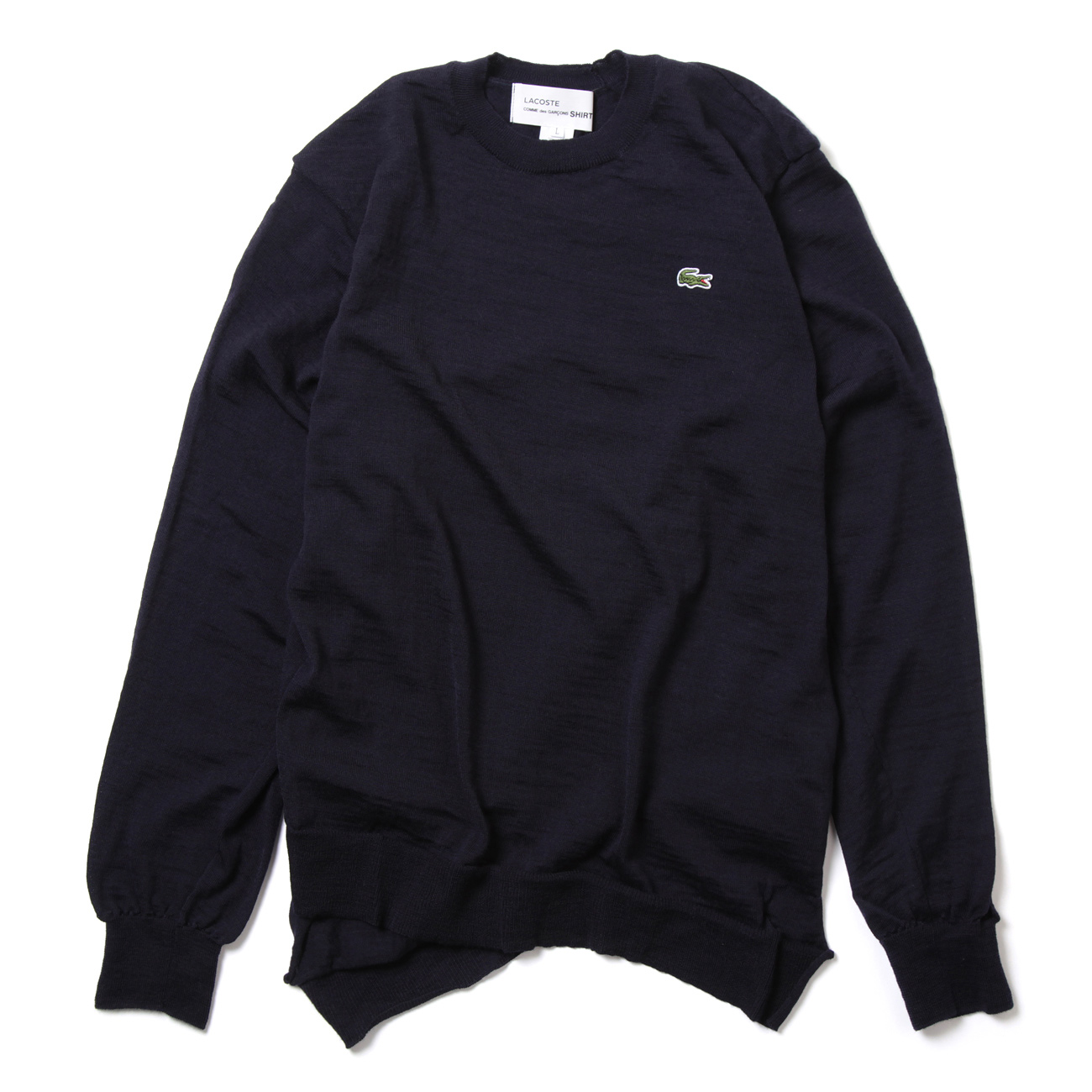 fully fashioned knit LACOSTE badge gauge 14 - Navy