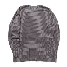 AURALEE / オーラリー | SOFT SMOOTH WOOL STRIPE JERSEY L/S TEE (メンズ) - Gray Stripe