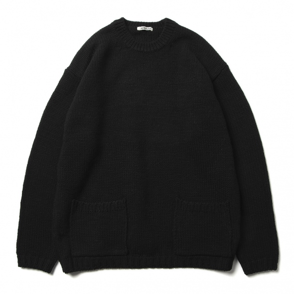 AURALEE / オーラリー | WOOL FELT YARN KNIT P/O (メンズ) - Black