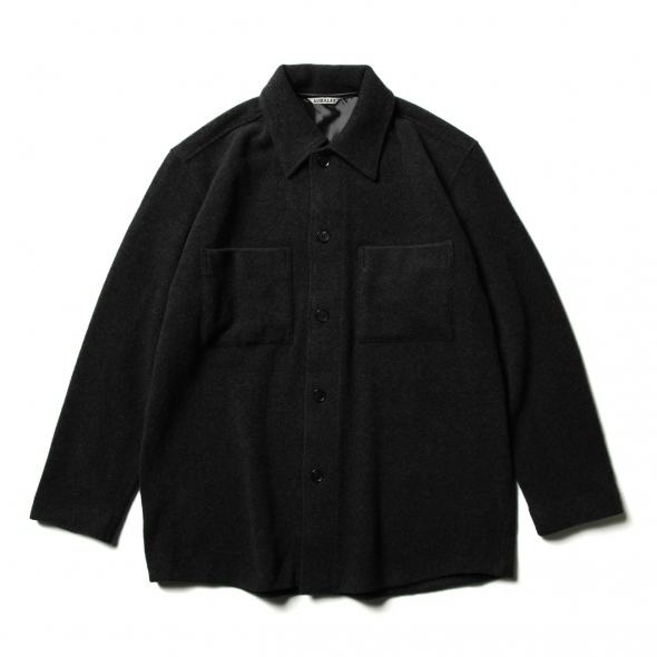 CASHMERE WOOL BRUSHED JERSEY BIG SHIRTS (メンズ) - Top Charcoal