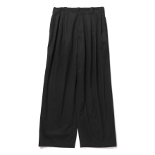 YOKE / ヨーク | Cotton Gabardine 3pleated Wide-leg Trousers - Black