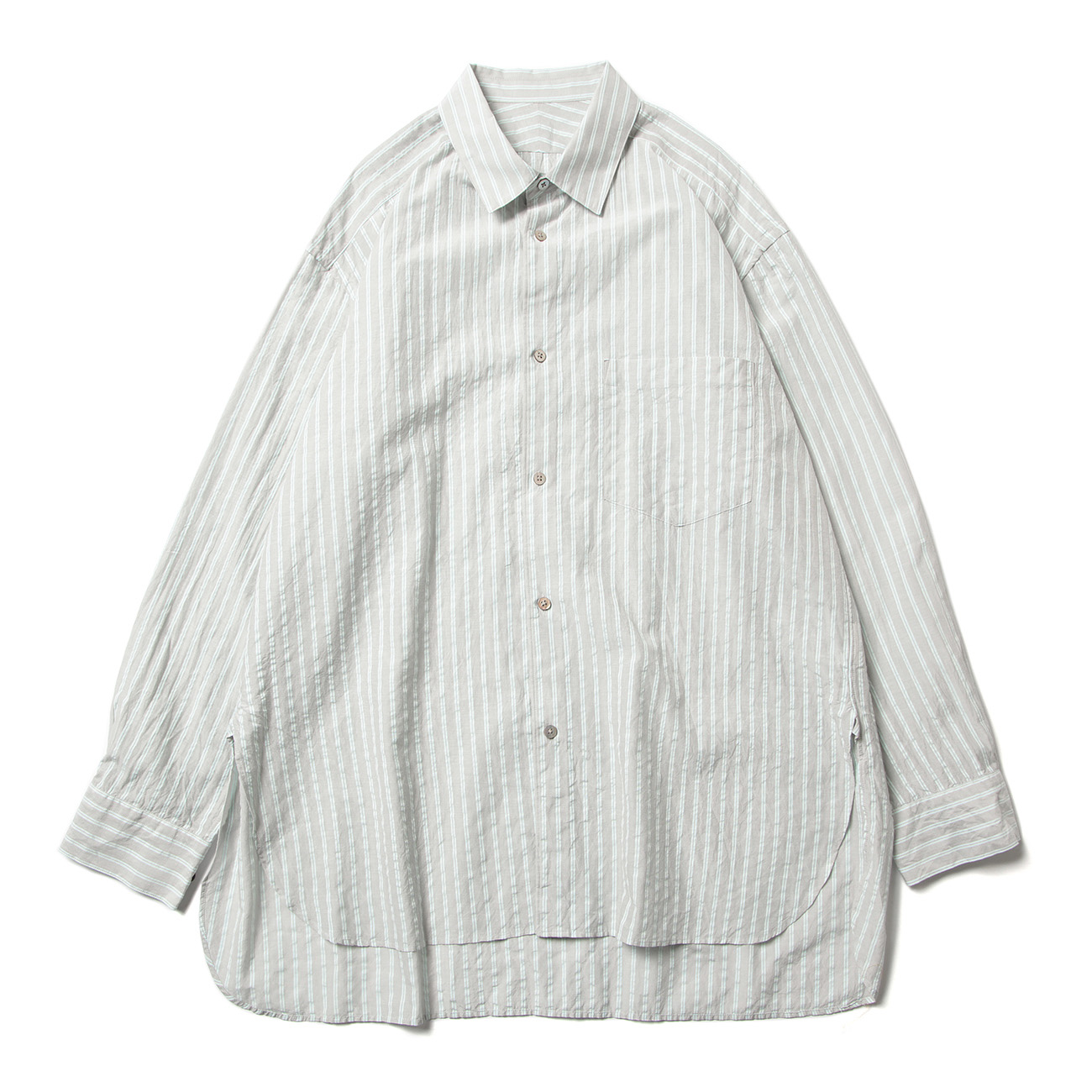 URU / ウル | COTTON CUPRA STRIPE - REGULAR COLLAR SHIRTS - Gray