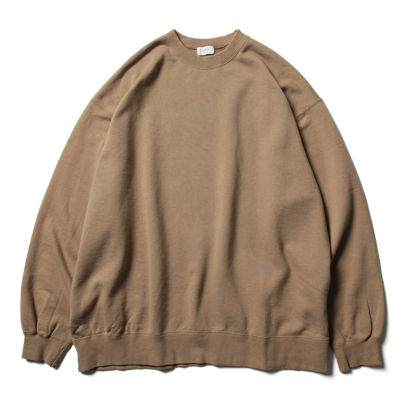 COTTON FLEECE / CREW NECK OVER SWEAT - Camel