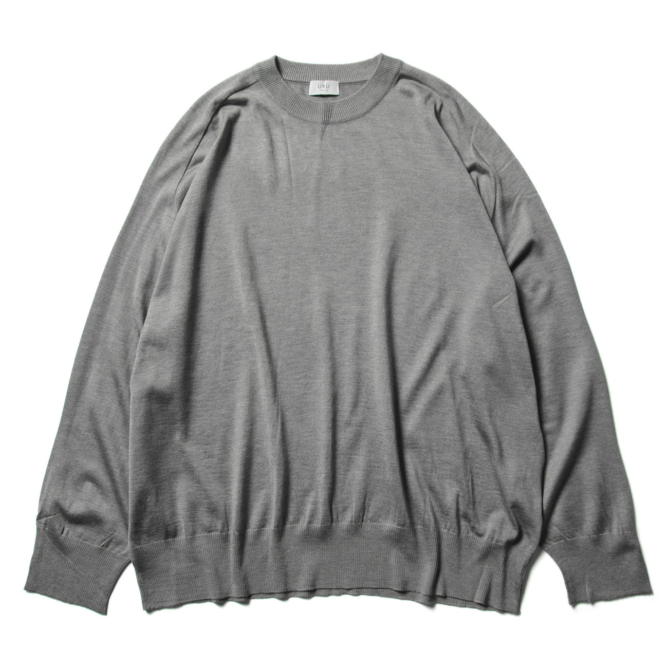 ACRYL RAYON WOOL / CREW NECK L/S KNIT - Gray